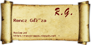 Rencz Géza névjegykártya