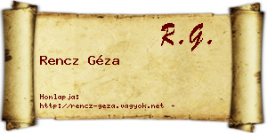 Rencz Géza névjegykártya